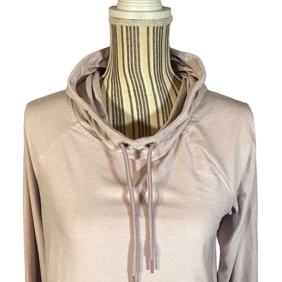 Apana Blush Pink Cowl Neck Athletic Long Sleeve Hooded Sweatshirt Women Sz S - Picture 3 of 11